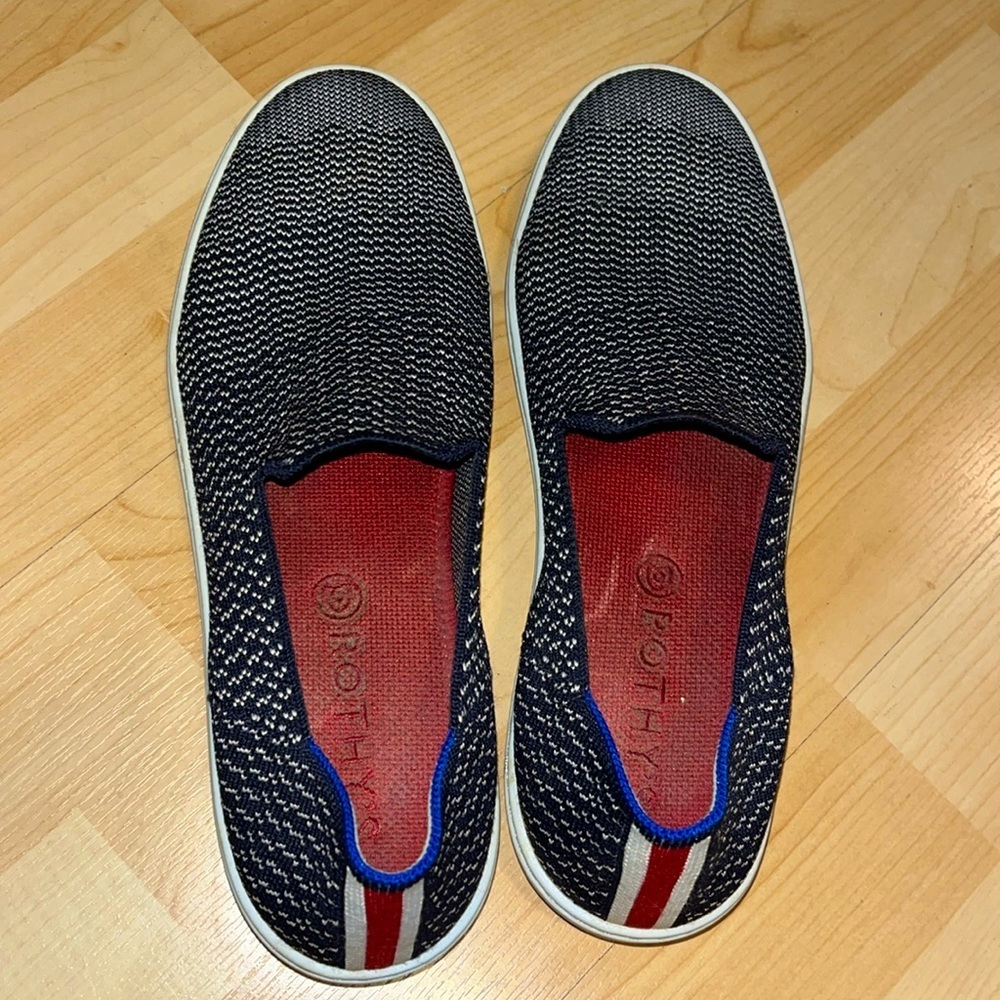 Rothy’s slip on‎ sneakers Blue/white 9.5